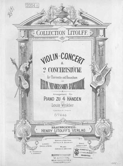 Violin-Concert & 2 Concertstucke fur Clarinette und Bassethorn v. F. Mendelssohn-Bartholdy — Якоб Людвиг Феликс Мендельсон Бартольди