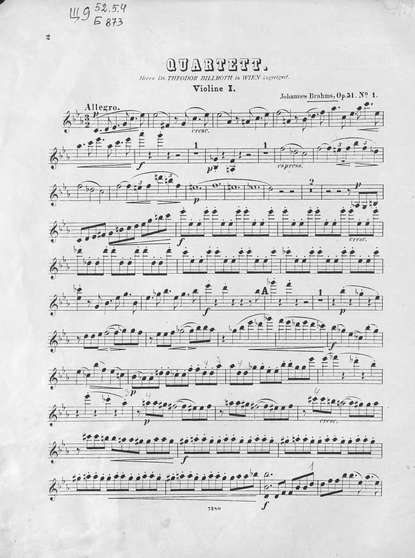 Quartette Ор. 51, № 1 fur 2 Violinen, Bratsche und Violoncell — Йоганнес Брамс