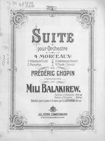 Suite pour Orchestre — Милий Алексеевич Балакирев