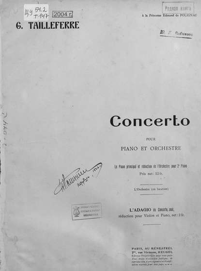 Concerto pour Piano et Orchestre — Жермен Тайфер