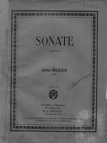 Sonate pour Piano — Дариус Мийо