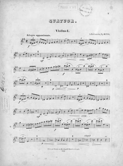 Trois quatuors pour 2 Violons, Alto et Violoncelle comp. par Ant. Rubinstein — Антон Григорьевич Рубинштейн