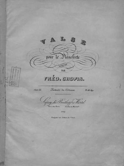 Valse pour le piano comp. par Fred. Chopin — Фредерик Шопен