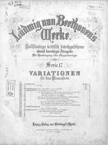 Variationen fur das Pianoforte — Людвиг ван Бетховен